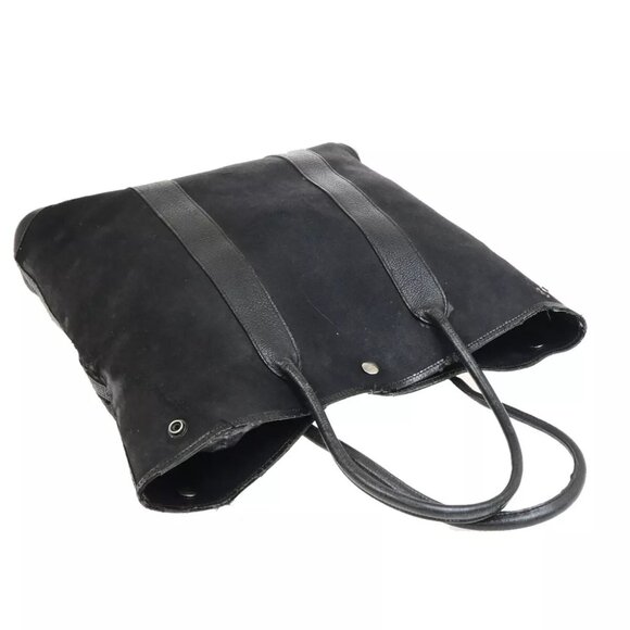 HERMES Logo Garden File 37 Hand Tote Bag Canvas Leather Black Silver 69FA285 - Picture 12 of 16